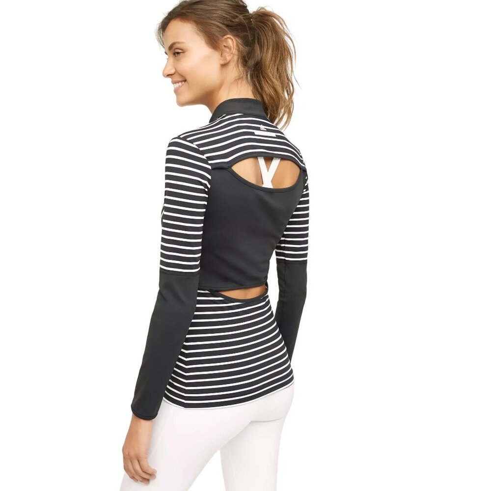 Adidas Stella McCartney Womens Long Sleeve Striped Athletic jacket Black White S